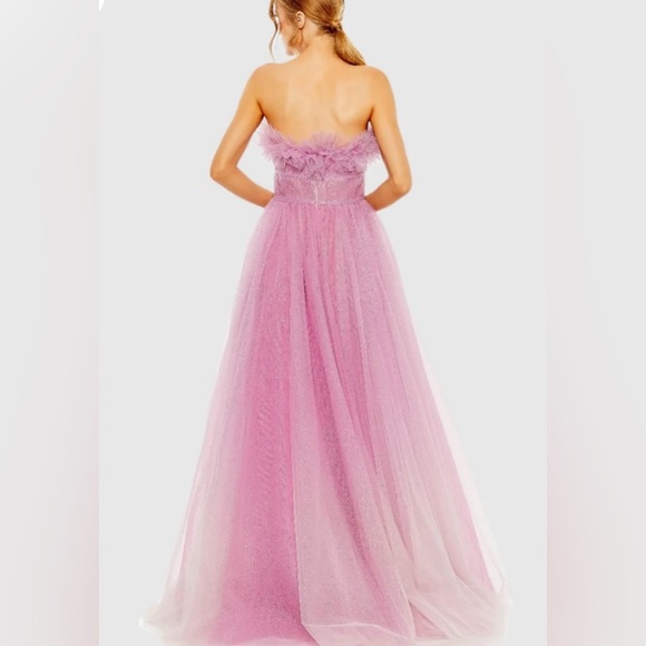 MAC DUGGAL Strapless Glitter Tulle Gown Sparkle Maxi Dress Pink Formal prom - Picture 4 of 17